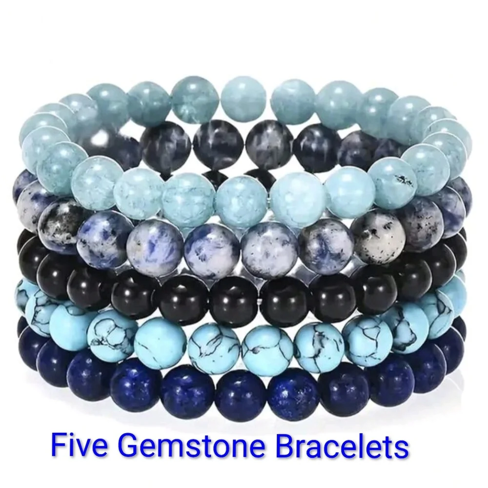 Natural Stone Bracelet Set Bohemian Boho Jewelry